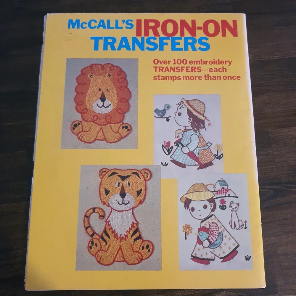 Vintage McCalls Iron-On Transfers Book 100 Embroidery Cross Stitch Patterns 1976